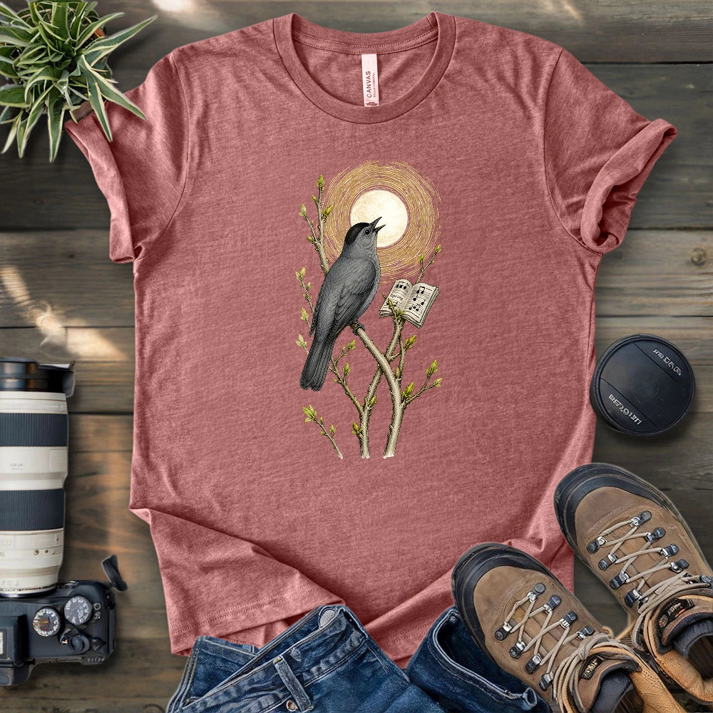 Grey Cat Bird Diva T-shirt