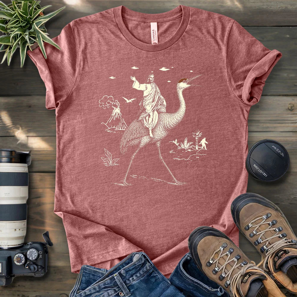Jesus Riding Sandhill Crane T-shirt