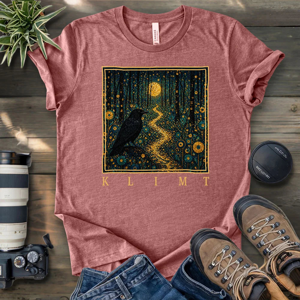 Klimt Crow On Golden Road T-shirt