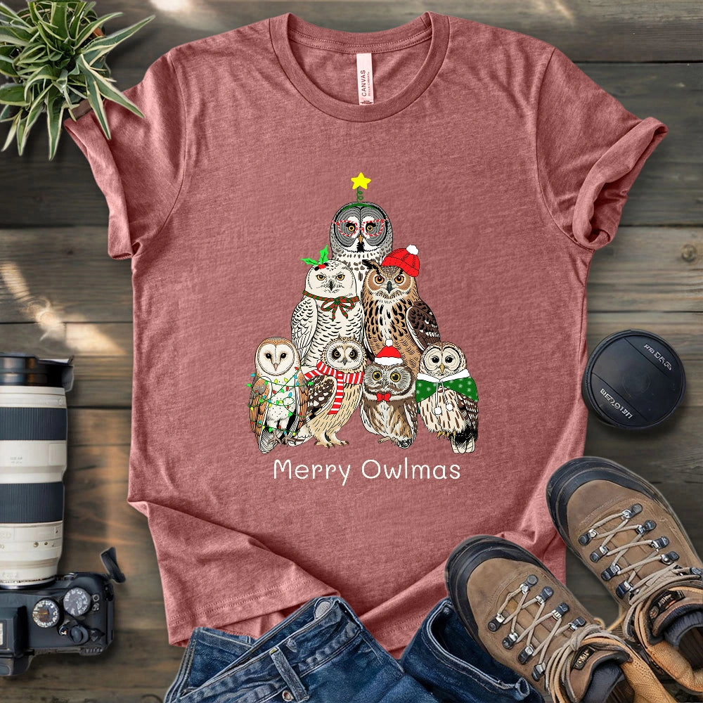 Owl Family Christmas T-shirt