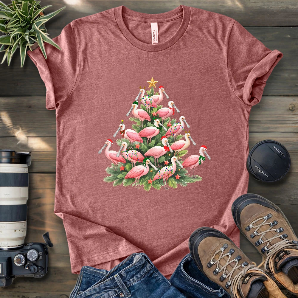 Spoonbill Christmas Tree T-shirt