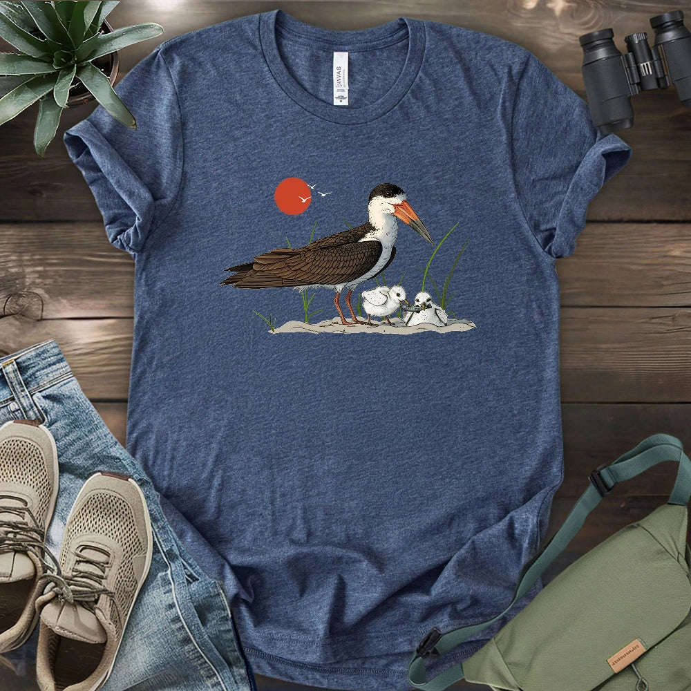 Black Skimmer With Chicks T-shirt