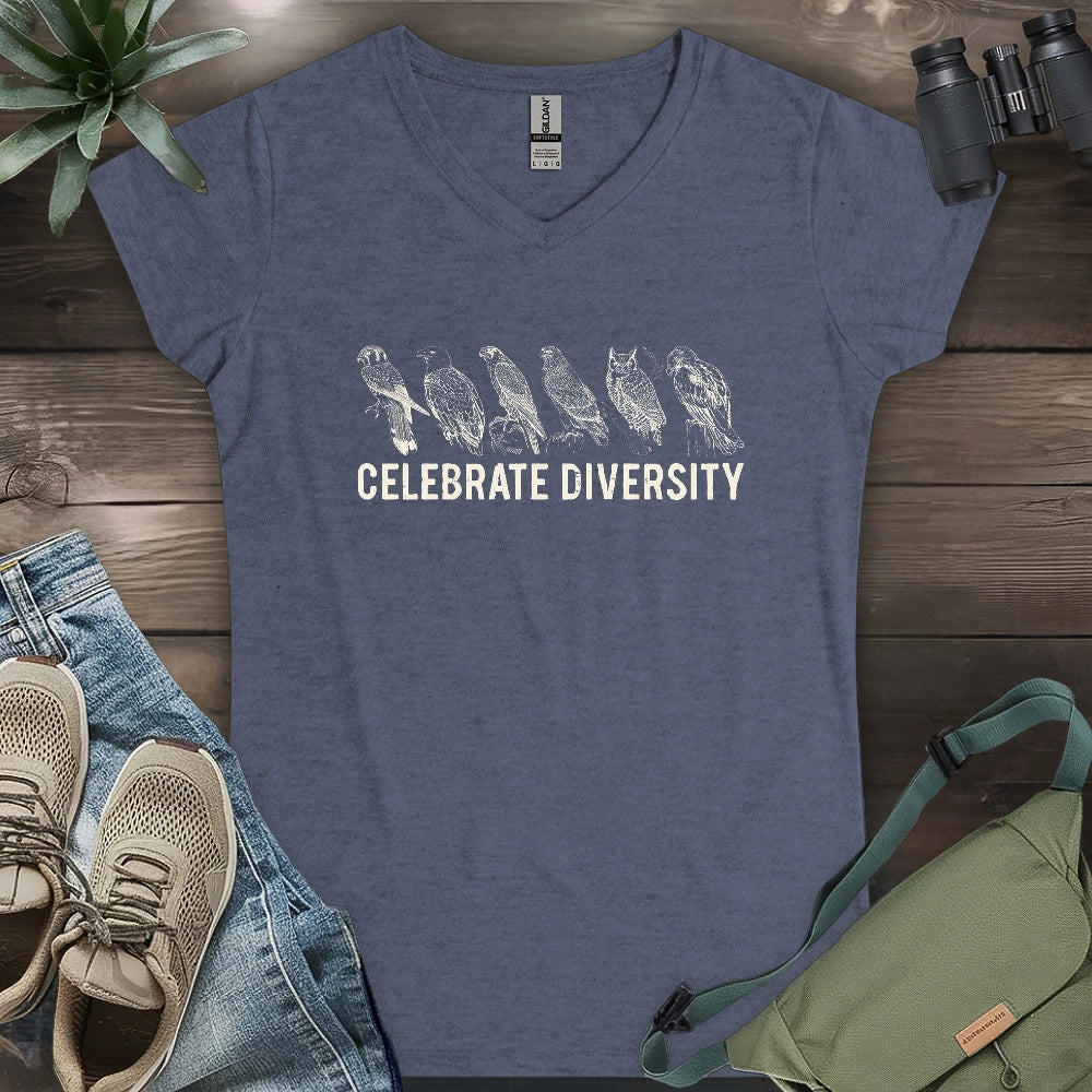 Celebrate Raptor Diversity Lady V-neck
