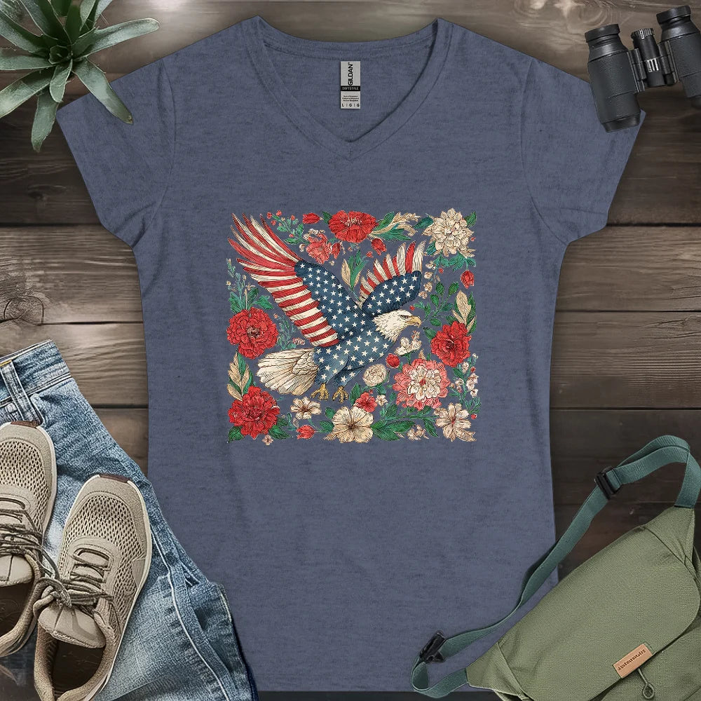 Eagle Of 4th Of July Lady V-neck