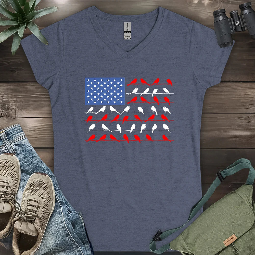 Feathered Flag Lady V-neck