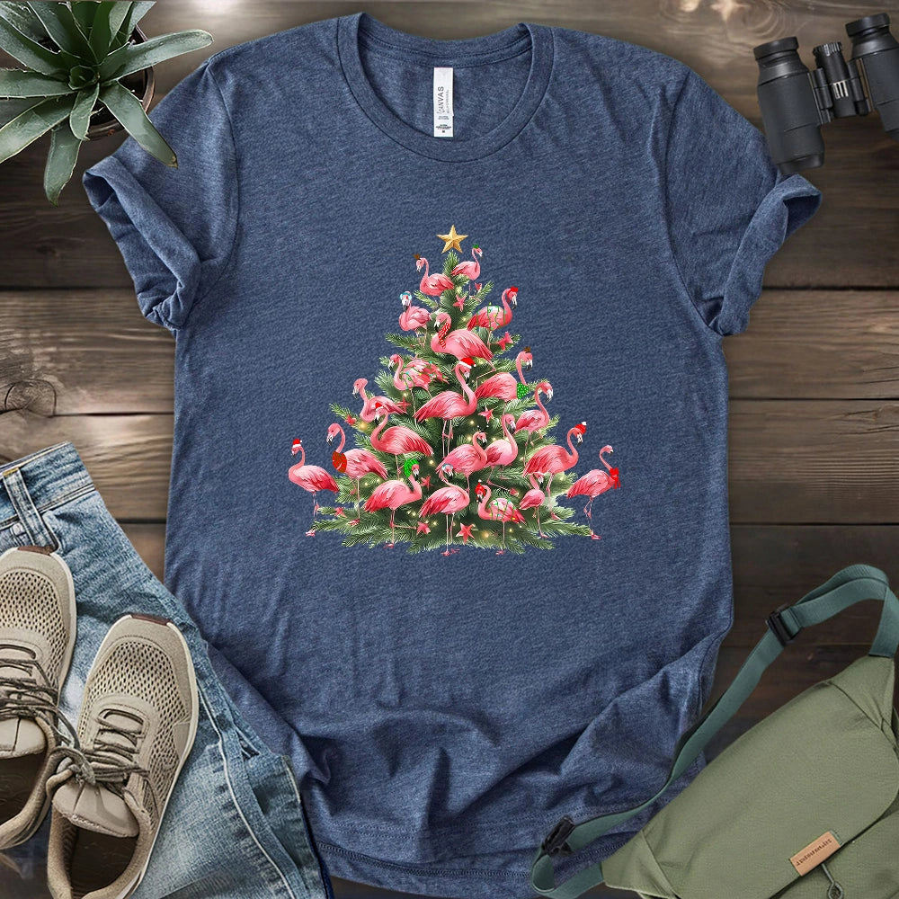 Flamingo Christmas Tree T-shirt