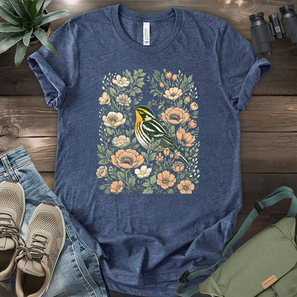 Floral Blackburnian Warbler T-shirt