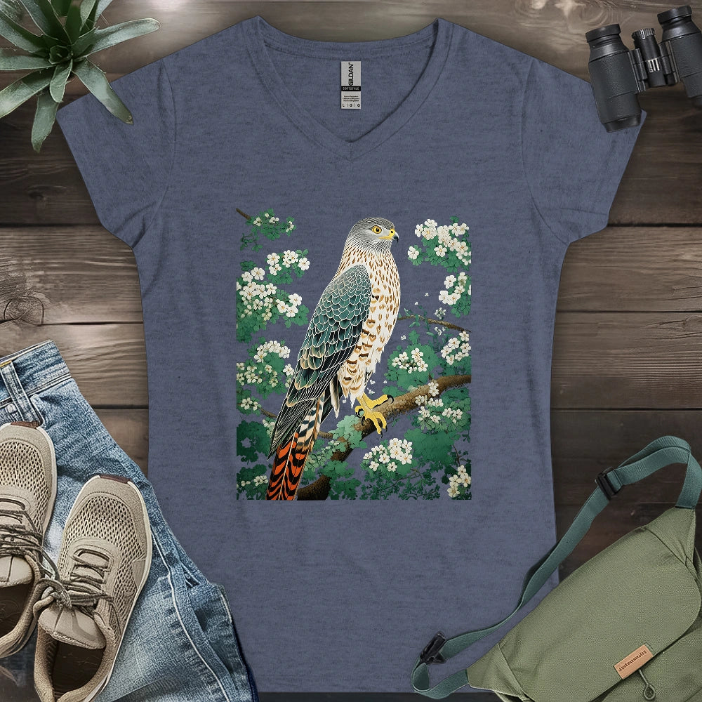Hawk in Bloom Lady V-neck