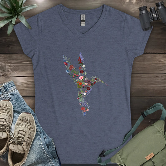 Hummingbird Made By Flowers Lady V-neck