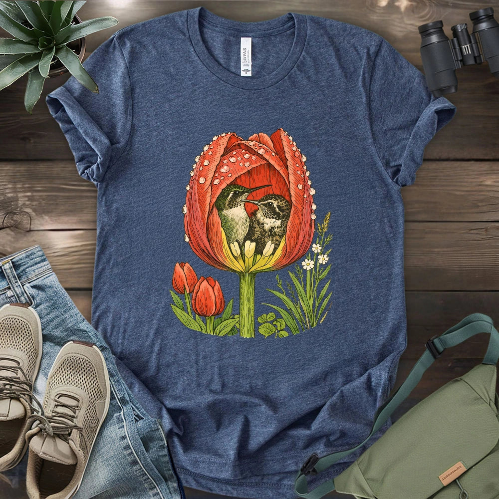 Hummingbirds In A Tulip T-shirt