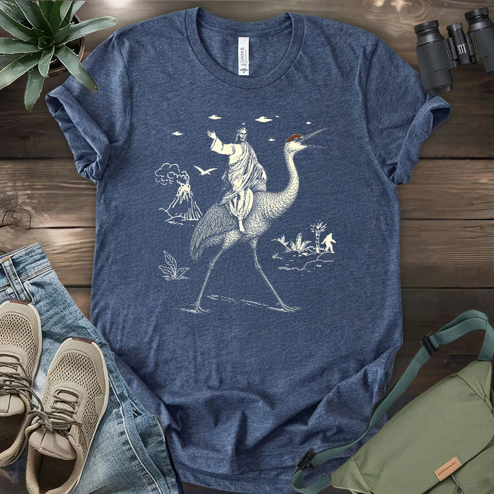 Jesus Riding Sandhill Crane T-shirt