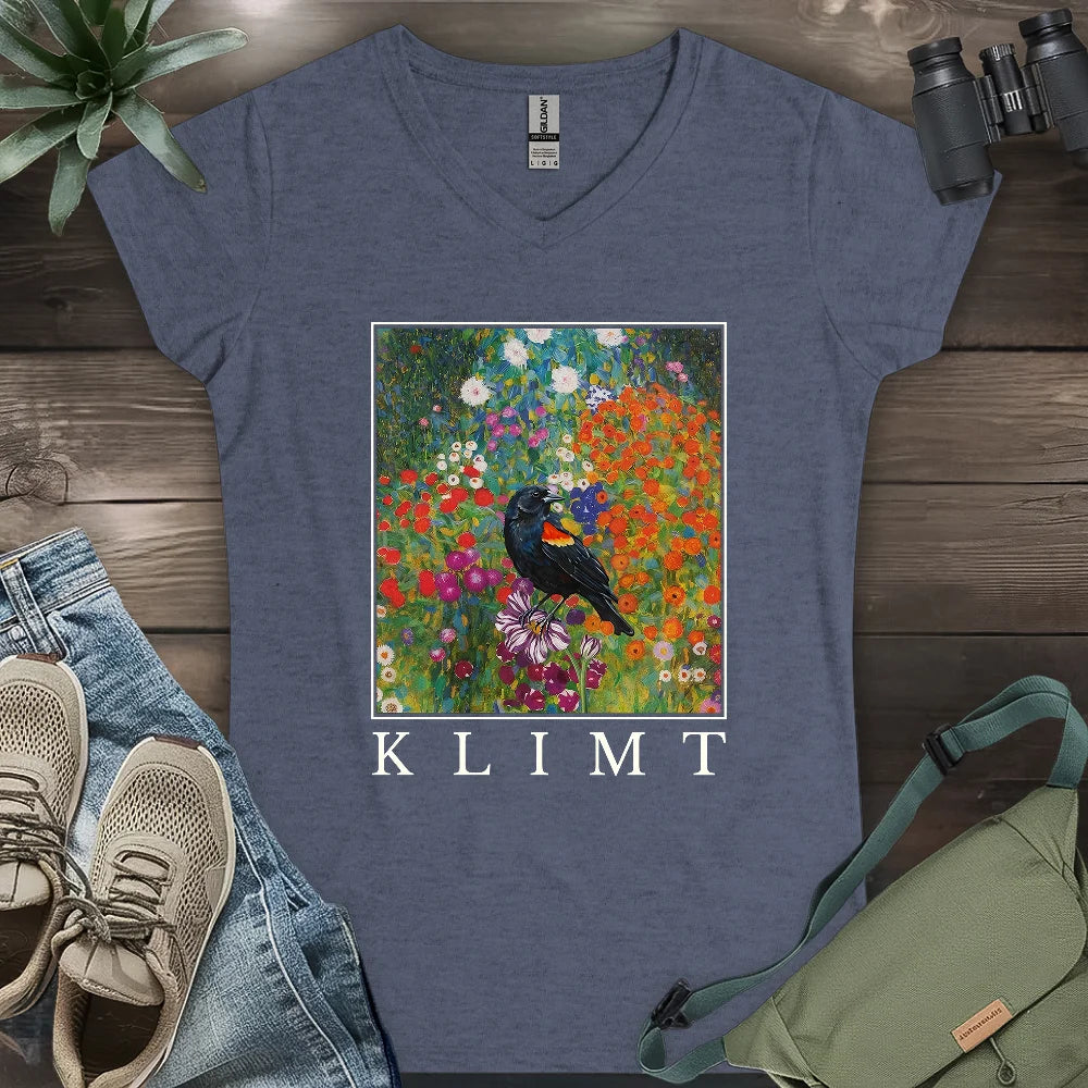 Klimt Blackbird Lady V-neck