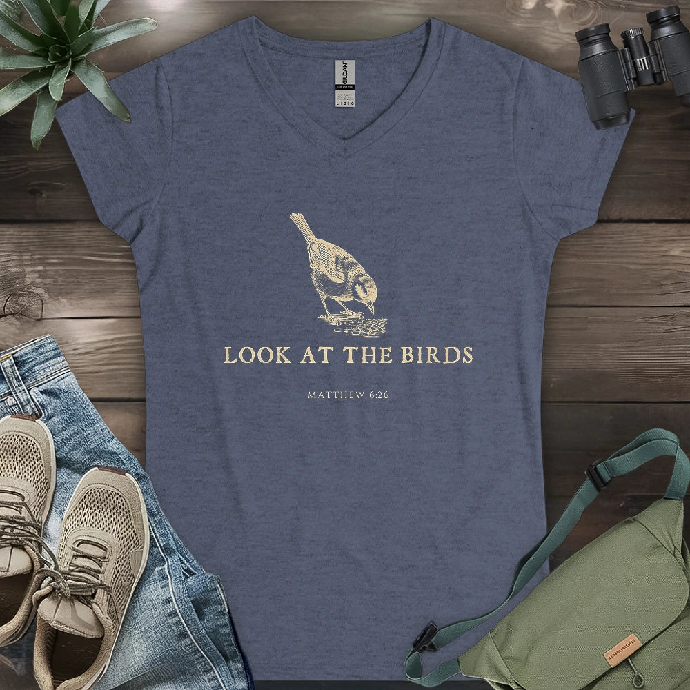 Look At The Birds Lady V-neck