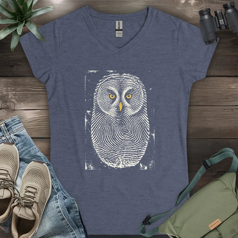 Owl Face Print Lady V-neck