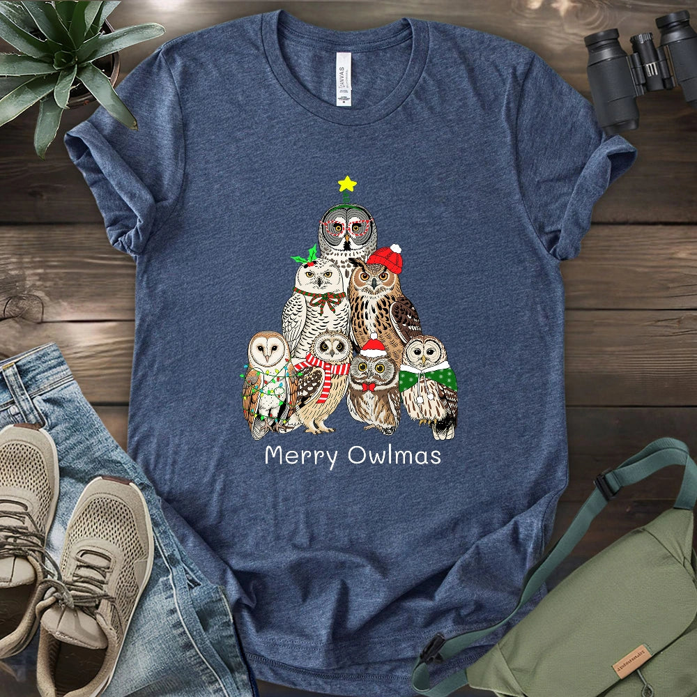 Owl Family Christmas T-shirt