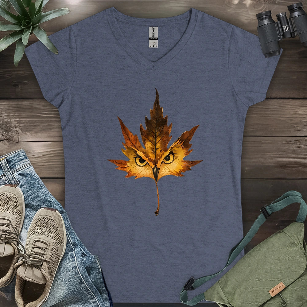 Owl Mapple Leaf Lady V-neck