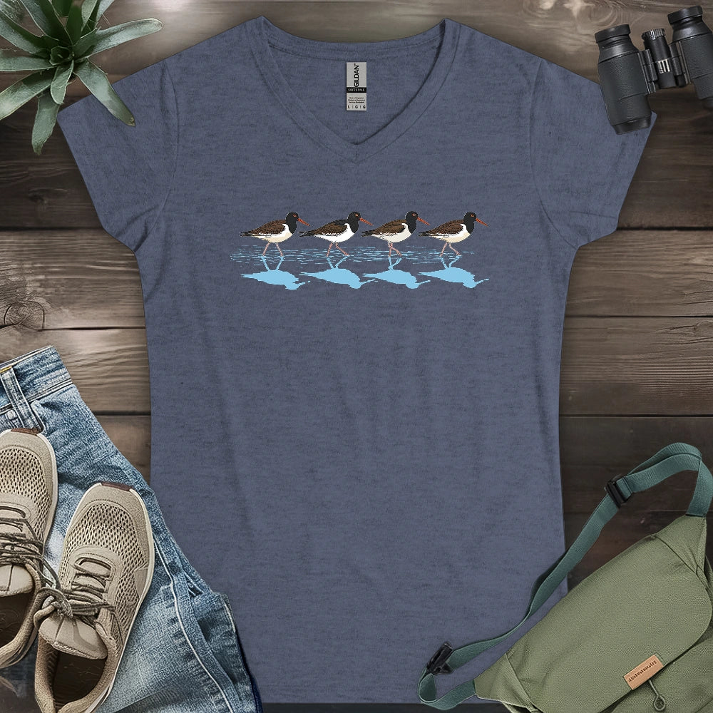 Oystercatchers Walking Lady V-neck
