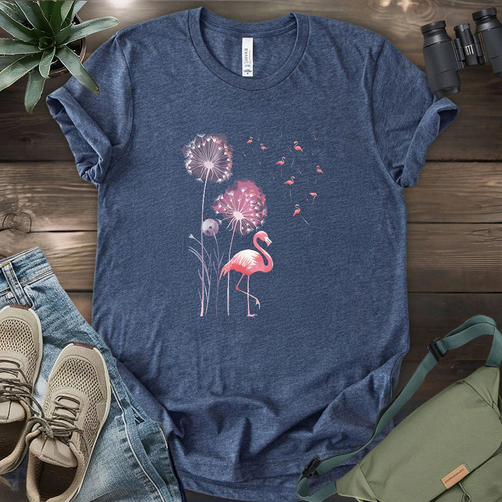Pink Flamingo Dandelion T-shirt