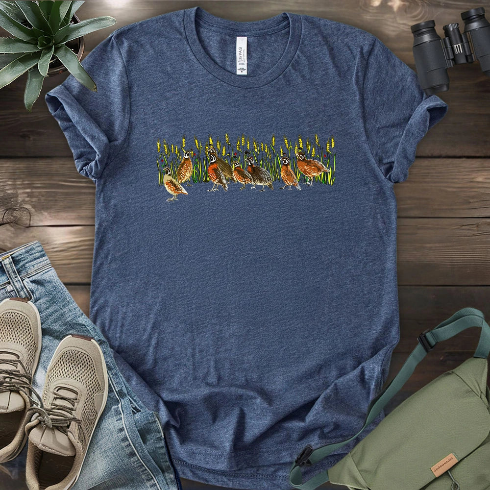 Quails At Wheat Field T-shirt
