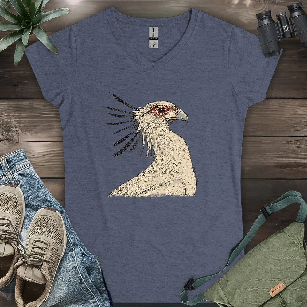 Secretary Bird Sketch Lady V-neck