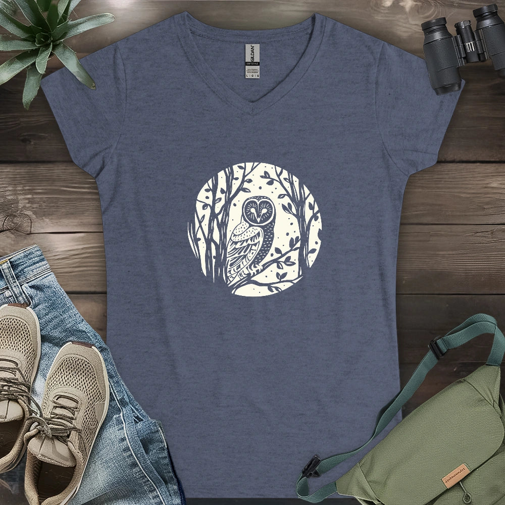 Simple Winter Barn Owl Lady V-neck