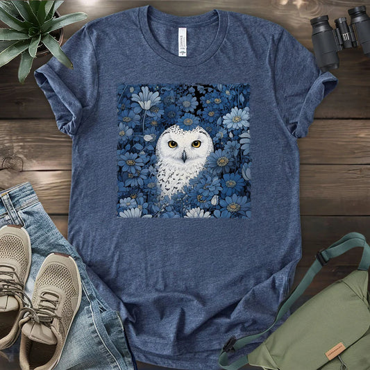 Snowy Owl In Flower Field T-shirt