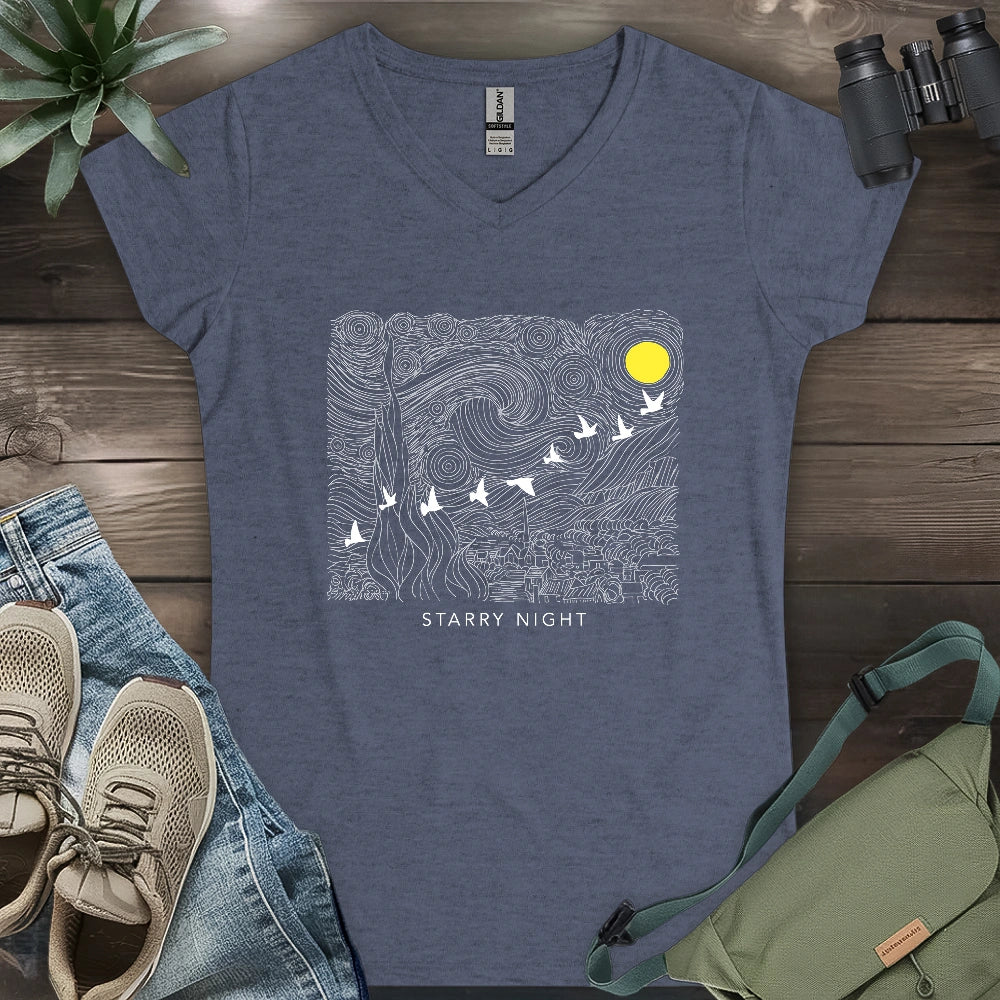 Starry Night Migration Lady V-neck