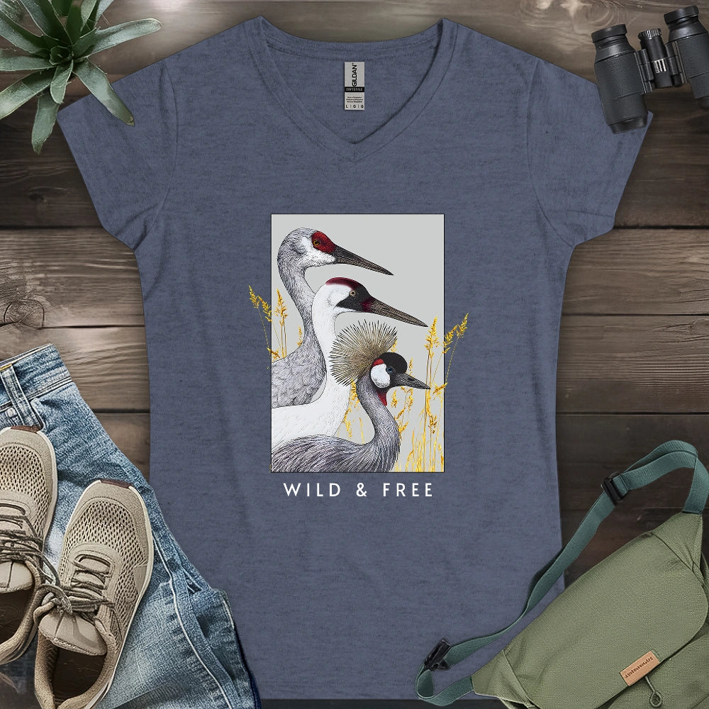 Wild Cranes Must Be Protected Lady V-neck