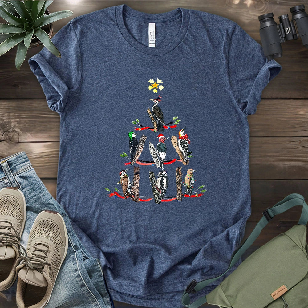 Woodpecker Christmas Tree T-shirt