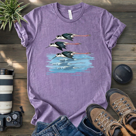 Black Necked Stilts Trio T-shirt