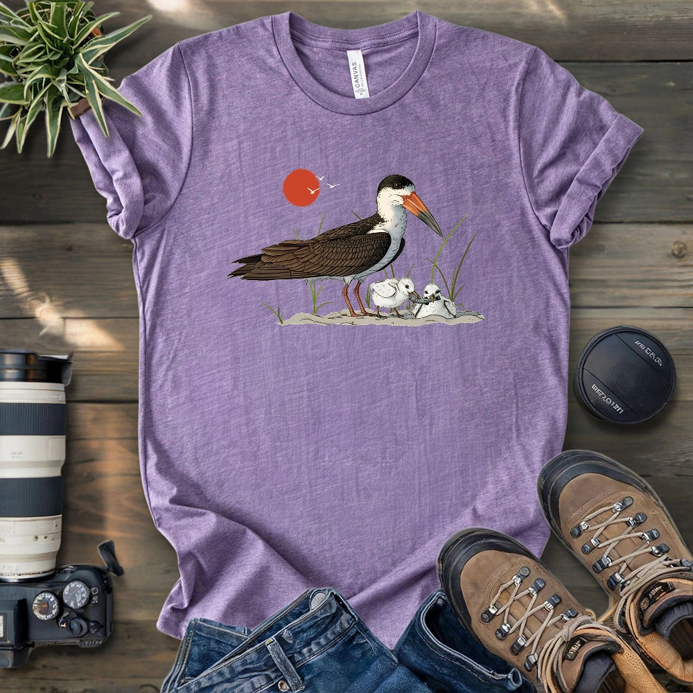 Black Skimmer With Chicks T-shirt