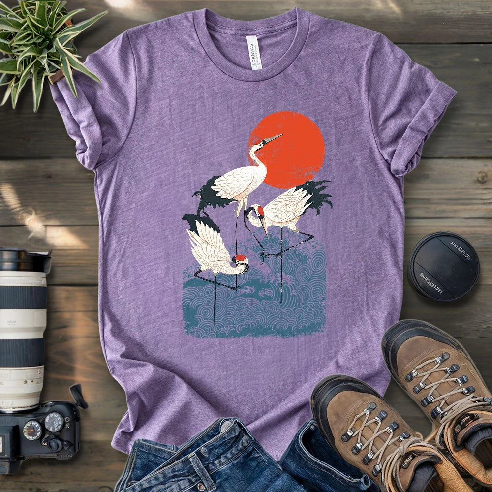 Crimson Sun Cranes T-shirt