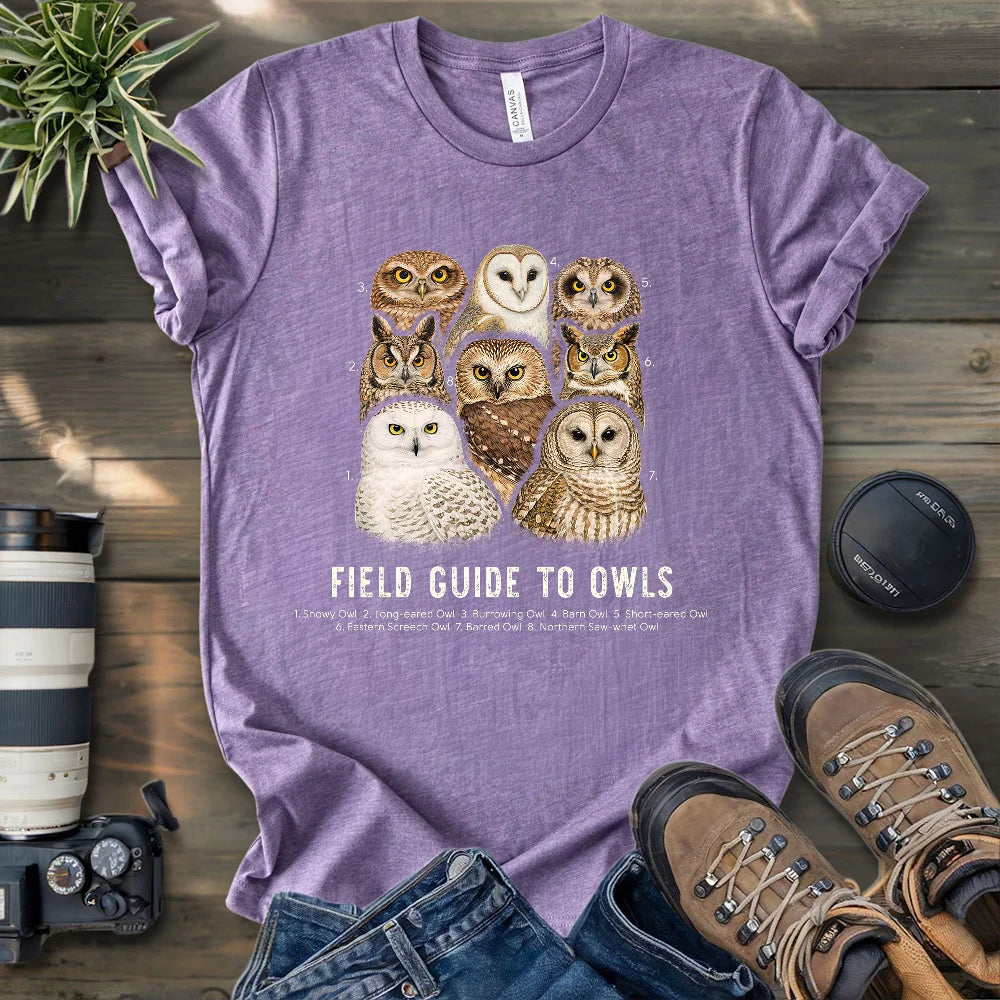 Field Guide To Owls T-shirt