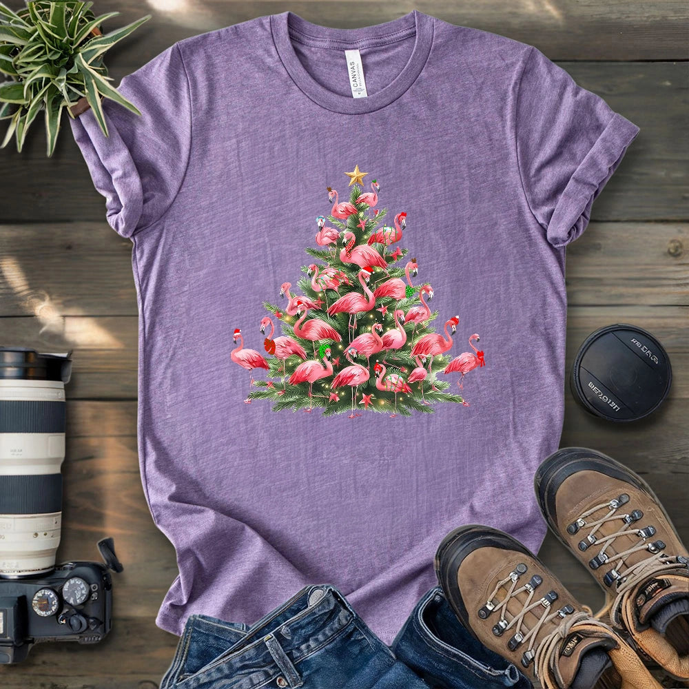 Flamingo Christmas Tree T-shirt