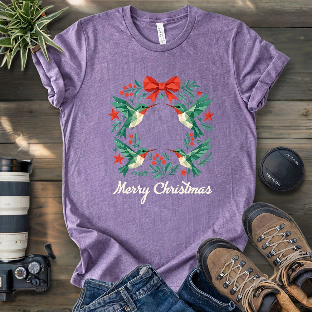 Geometric Hummingbird Wreath T-shirt