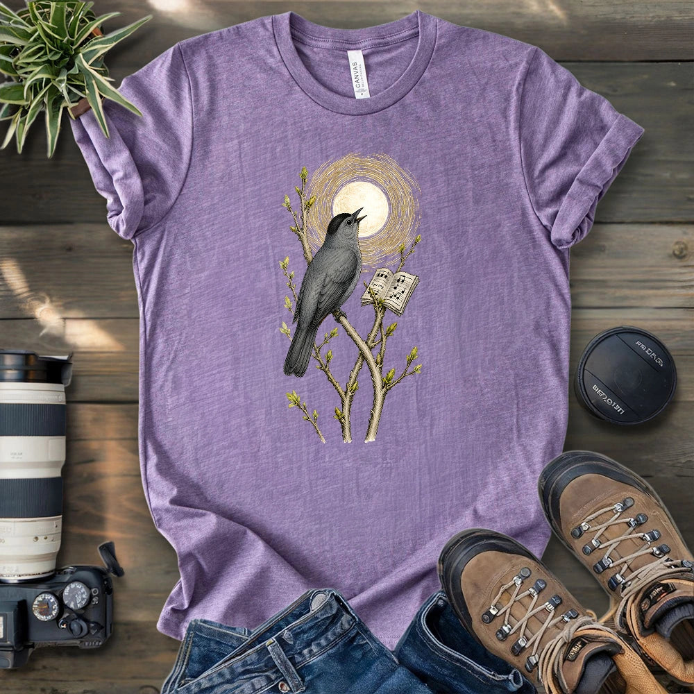 Grey Cat Bird Diva T-shirt