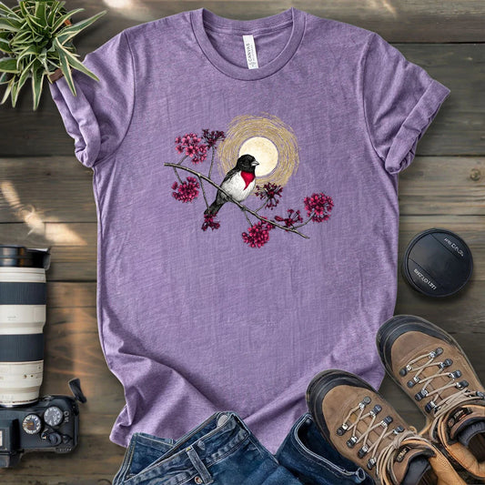 Grosbeak Under Forest's Moonlight T-shirt