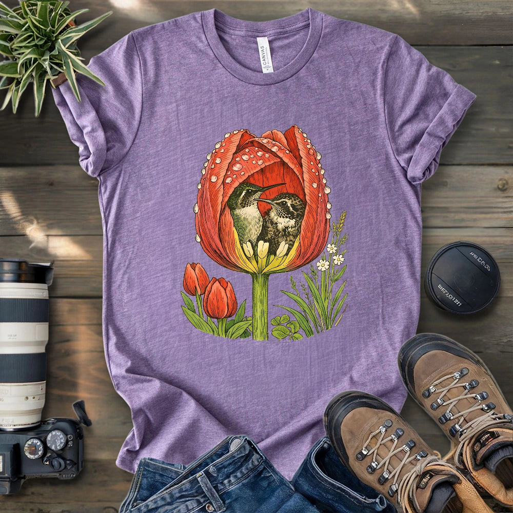 Hummingbirds In A Tulip T-shirt