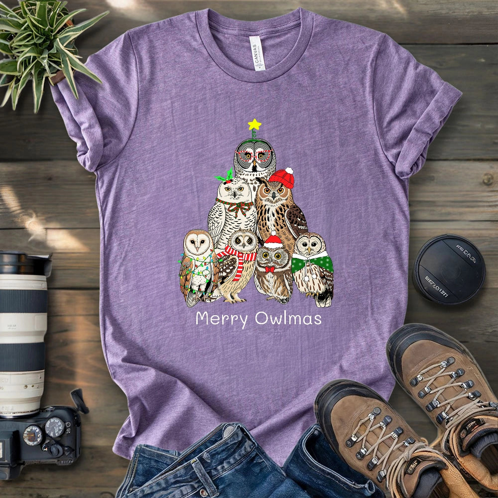 Owl Family Christmas T-shirt