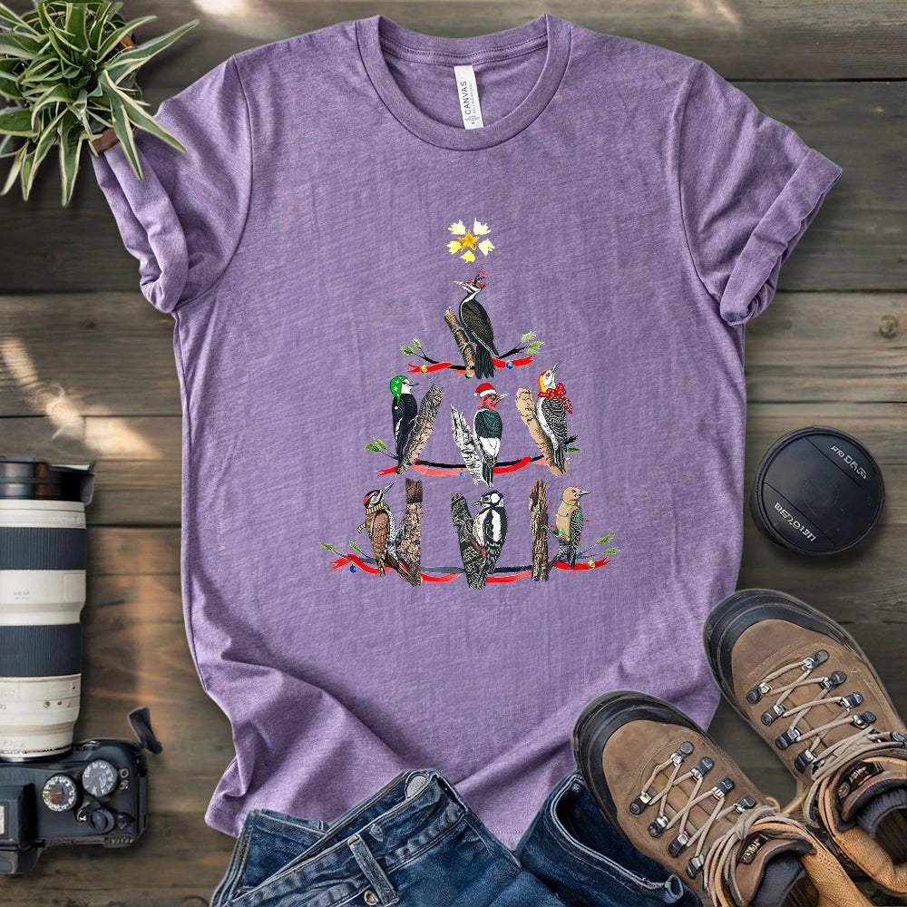 Woodpecker Christmas Tree T-shirt