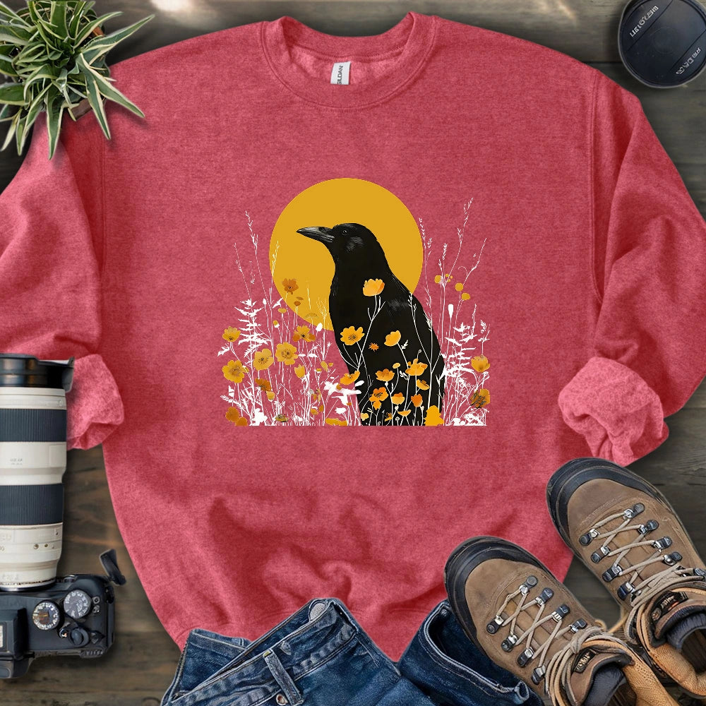 American Crow With Poppies Sweatshirt