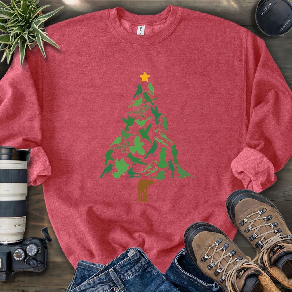 Backyard Birds Christmas Tree Sweatshirt
