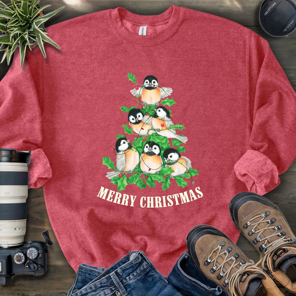 Chickadee Christmas Tree Sweatshirt
