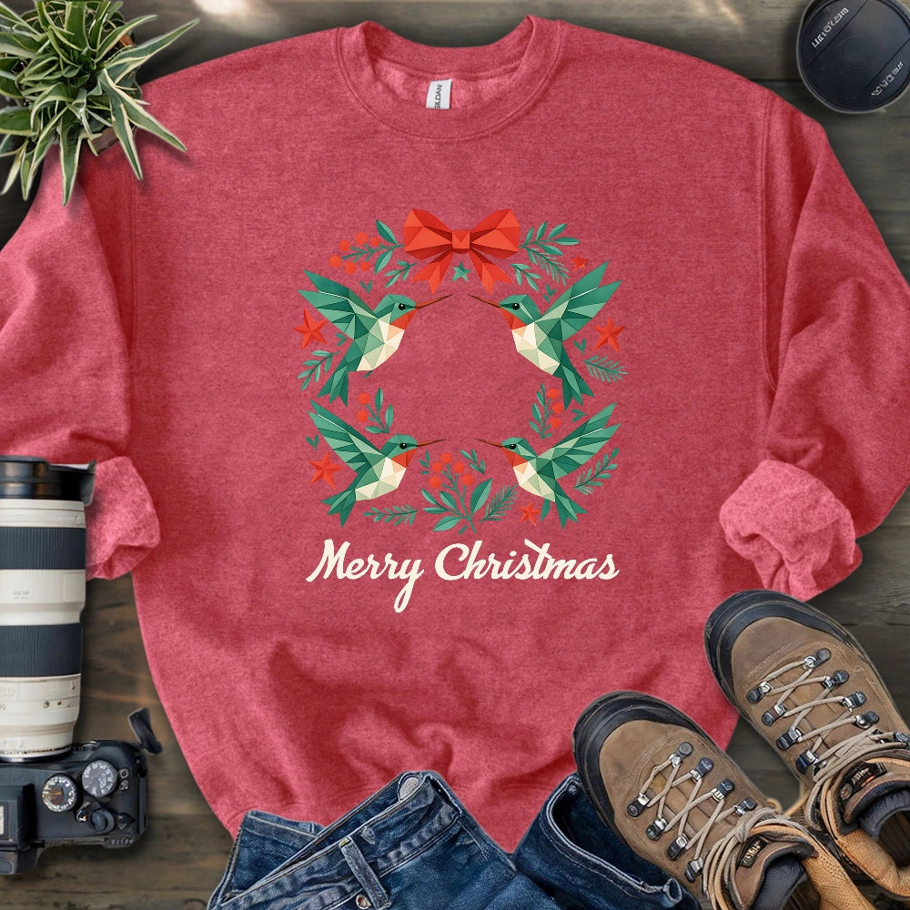 Geometric Hummingbird Wreath Sweatshirt