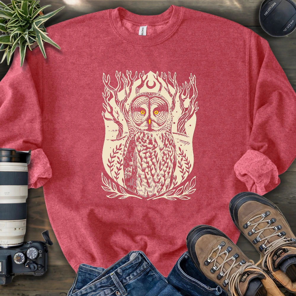 Great Grey Owl Linocut Sweatshirt