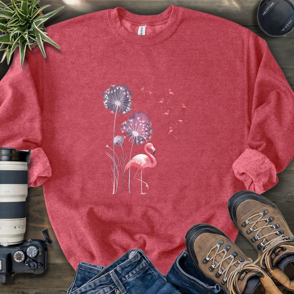 Pink Flamingo Dandelion Sweatshirt
