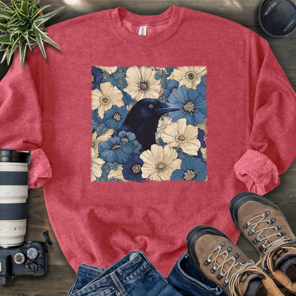 Raven In Flower Field Sweatshirt