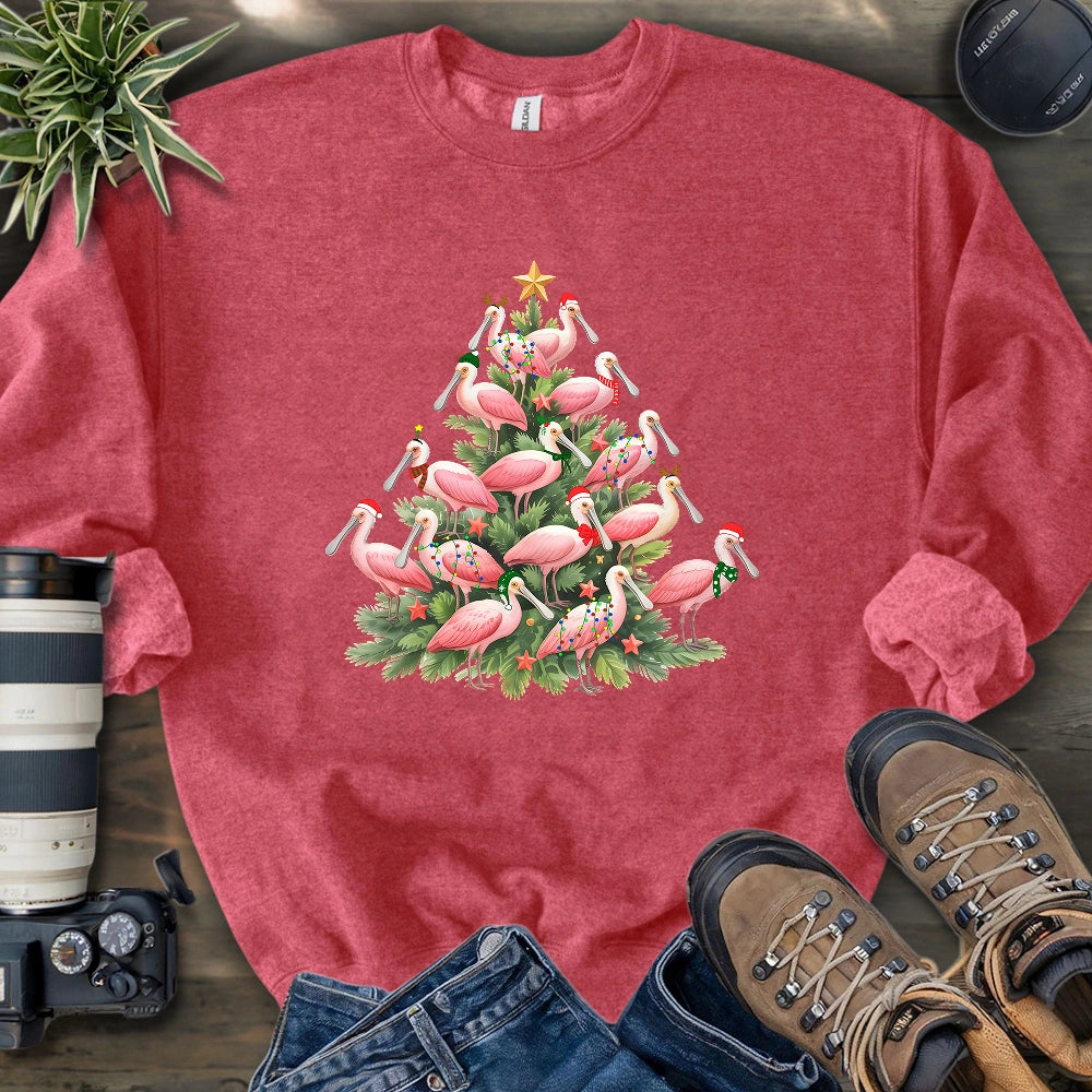 Spoonbill Christmas Tree Sweatshirt