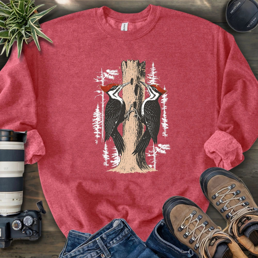 Twin Woodpeckers Drumming Sweatshirt
