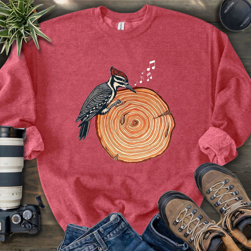 Woodpecker Playing Vinyl Sweatshirt